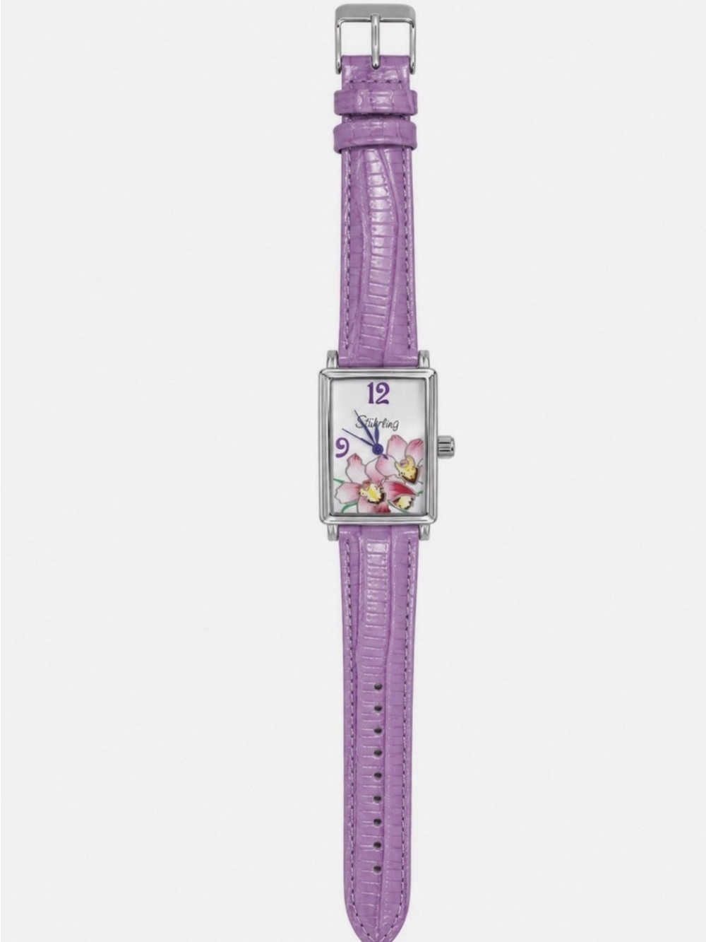 Stuhrling Original 306A.1115Q2 Women’s Quartz Floral Watch Purple Leather